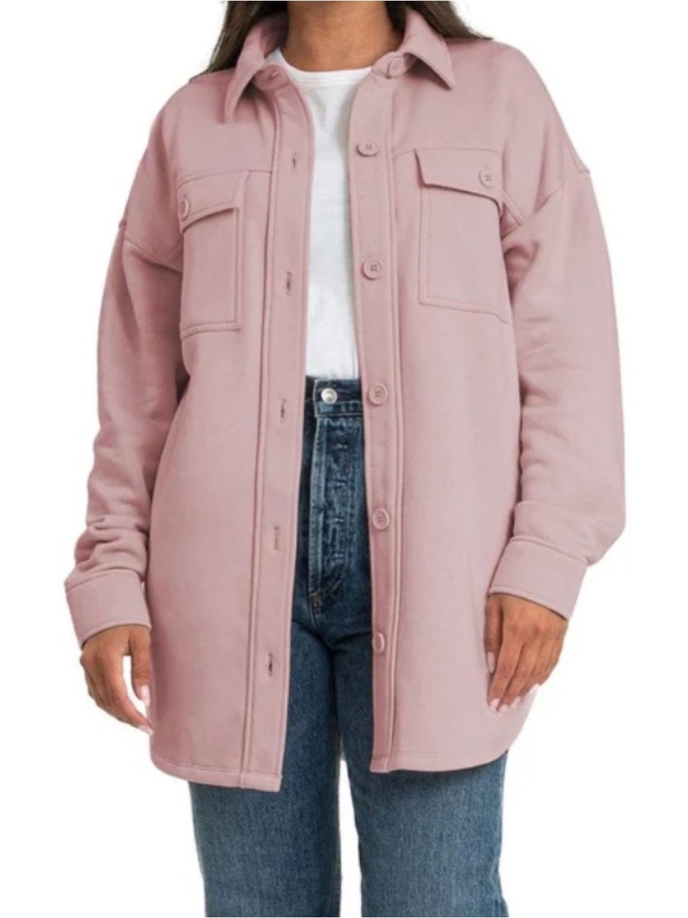 Lazypants Shacket Jacket XXL Pale Mauve Fleece Button Front Overshirt Cozy